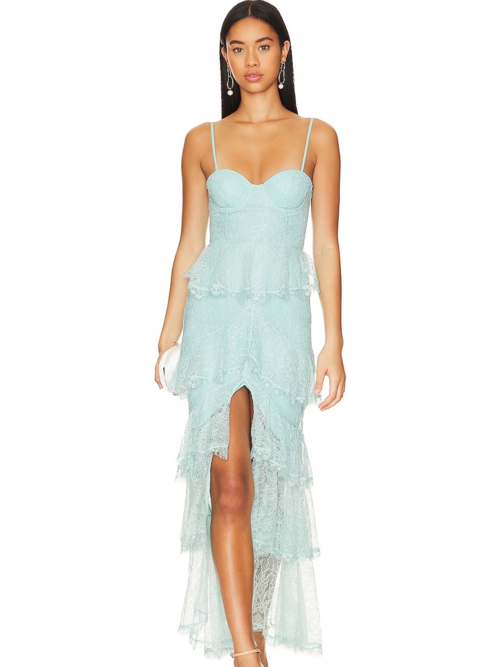 MAJORELLE Zelda Fitz gown in sky blue
